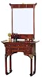 Unique Luxury Gift for Her Wife - 33" Japanese Design Elmwood Console Vanity Table w/ Mirror