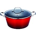 Induktions Topf mit Glasdeckel, Kasserolle aus Gusseisen in Rot, Antihaftbeschichtet, f�r ca. 6,6 Liter, � 30 cm, f�r Alle G�ngigen Herdarten, NEU + OVP