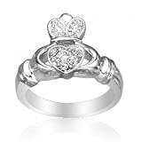 Bling Jewelry Sterling Silver Irish Celtic Pave CZ Friendship Claddagh Ring