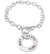 Italian Sterling Silver Faith, Love, Hope Toggle Bracelet