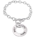 Italian Sterling Silver Faith, Love, Hope Toggle Bracelet