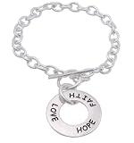 Italian Sterling Silver Faith, Love, Hope Toggle Bracelet