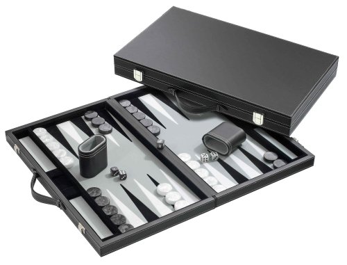 Philos  1731 - Backgammon, medium, Kunstleder grau