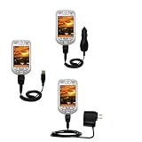 Deluxe Kit for the HTC Harrier includes a USB cable with Car and Wall Charger - Gomadic Brand w/ TipExchange Technology