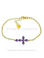 Amethyst Cross Bracelet in 14k Yellow Gold