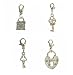 Jewelry : Charm Clip - P36 - 4 Pc Set - Locks & Keys ~ Silver Tone Pewter