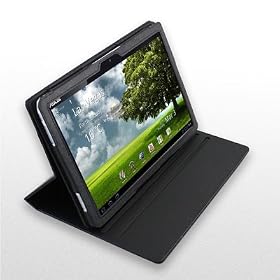 TheTechTree - Black Executive Folio Cover Flip Case With Smart Stand For ASUS Eee Pad Transformer TF101