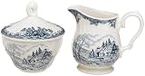 Churchill China Brook Blue Covered Sugar and Creamer Set by Churchill China