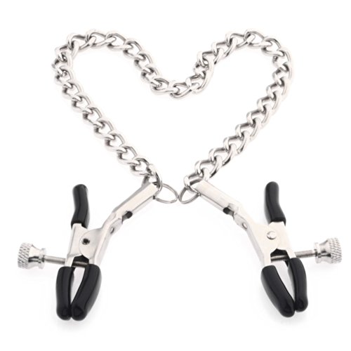 Oomph! Fantasy Nipple Clamps Breast Clamps with Metal Chain Silver + Black