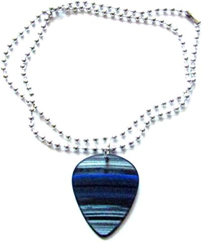 Vinyl Record Guitar Pick Necklace (Blue) [18" Ball & Chain]