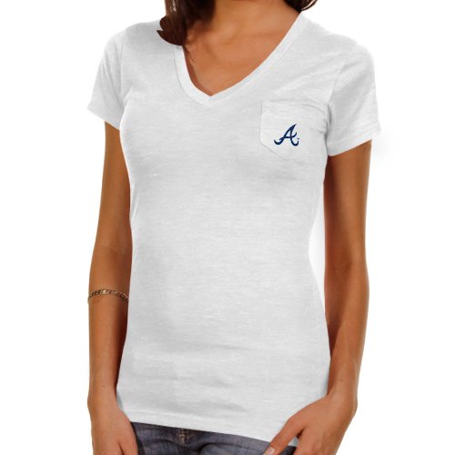 Atlanta Braves Ladies Spectrum Tri-Blend V-Neck T-Shirt - White (Small)