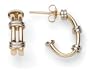 14k Yellow Gold Double Hoop Earrings w/ White Gold Bars
