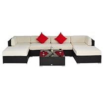 Big Sale Deluxe Outdoor Patio PE Rattan Wicker 7 pc Sofa Sectional / Chaise Lounge Furniture Set