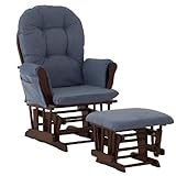 Stork Craft Hoop Glider and Ottoman, Cherry/Denim