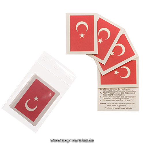 5er Türkei Tattoo Fahne Fan Set – EM Fanartikel 2016 – Türkei Flag (5)