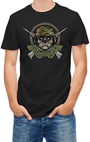 T-shirt war helmet dogs military banner with cross Black XXL