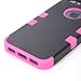 ATC Silicone Soft Skin and Solid Rubber Feel Hard Tuff Design Armor Defender Hybrid Protector Case Cover for Apple iPhone 5 5G (Black+Pink)