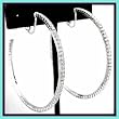 Big Bling Hip Clips! 2.5" Crystal Ice Clip-On Adjustable Hoop Earrings Silver Finished