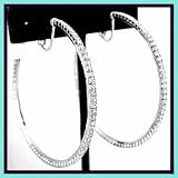 Big Bling Hip Clips! 2.25" Ice Crystal Clip-On Hoop Earrings by Crystal Avenue