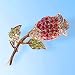 Sparkling Pink Rosebud Pin Swarovski Crystals Brooch White Green Stem Two Leaves Rose $1 Shipping!