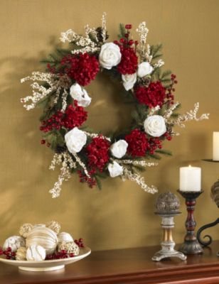 Hydrangea w/White Roses Wreath