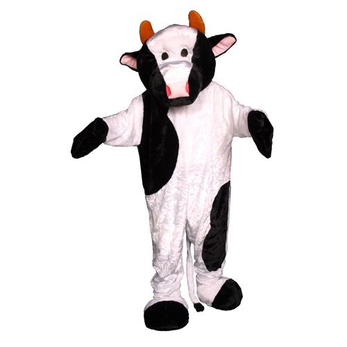 Dress Up America Cow Mascot, White/Black