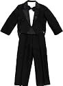 Kinder Smoking Frack Anzug Set, 5teilig, bestehend aus Smoking, Hemd, Hose, Weste und Fliege, schwarz, Gr.80 bis 134