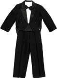 Kinder Smoking Frack Anzug Set, 5teilig, bestehend aus Smoking, Hemd, Hose, Weste und Fliege, schwarz, Gr.80 bis 134
