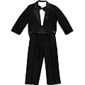 Kinder Smoking Frack Anzug Set, 5teilig, bestehend aus Smoking, Hemd, Hose, Weste und Fliege, schwarz, Gr.80 bis 134