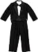 Produkt-Bild: Kinder Smoking Frack Anzug Set, 5teilig, bestehend aus Smoking, Hemd, Hose, Weste und Fliege, schwarz, Gr.80 bis 134
