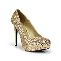 Sequin Stiletto High Heel Platform Pump Gold
