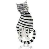 Sterling Silver Striped Cat Pin