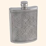 Pewter rectangular hip flask with Celtic pattern  from Edwin Blyde Ltd