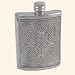 Pewter rectangular hip flask with Celtic pattern