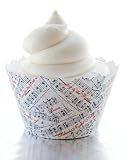 Christmas Hymns Musical Notes: Holiday Music Songs Cupcake Wrappers - Set of 12 - Jingle Bells & Silent Night