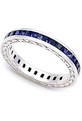 18k White Gold Channel set Blue Sapphire Eternity Band Ring