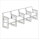 Lesro C4403G Classic Series 4 Seat Sofa with Center Arms (full back)
