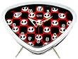 White Skull Face Red and Black Checkered Alarm Clock