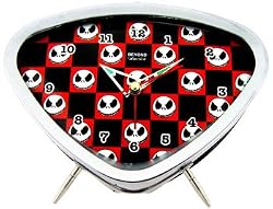 White Skull Face Red and Black Checkered Alarm Clock
