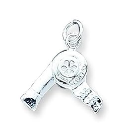 Sterling Silver Hair Dryer Charm with 20 inch Sterling Silver Chain