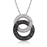 1.00ct t.w. Black, White Diamond Double Eternity Necklace In Silver