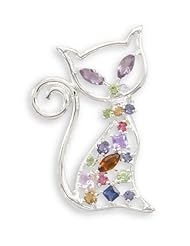 Kitty Fashion Pin with Multi Color Swarovski Crystals