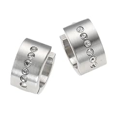 ZEEme Stainless Steel Edelstahlcreole mit eingesetzten Kristallen 389010009