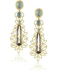 Julieli "Metaform" 18k Gold Aquamarine, Smoky Quartz and Diamond Earrings