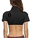 Avidlove Women Lingere Top Short Sleeve Bolero Cardigan Sexy Crop Top Tie up Shrug Cosplay Shirt Black, L
