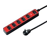 SANWA SUPPLY TAP-SP202R 雷ガードタップ レッドの画像