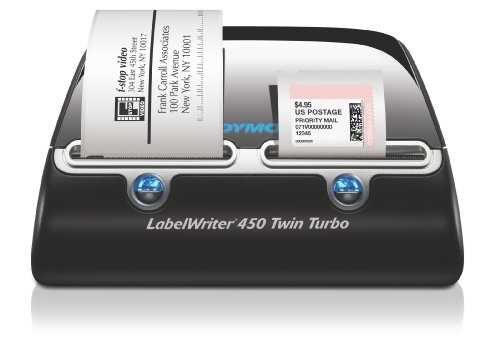 DYMO LABELWRITER 450 Twin Turbo Label Printer, USB, PC/MAC, Printer and Software, 71 Labels per Minute, Black/Silver (1752266)