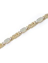 14kt Yellow Gold Oval Opal and Diamond Bracelet
