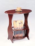 Traditional Cherry Finish Tea Table w/Magazine Rack
