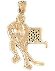 Dazzlers Solid 14k Gold Hockey Player Charm Pendant Available in three colors from jewelsberry (weights: 1.9 grams only)